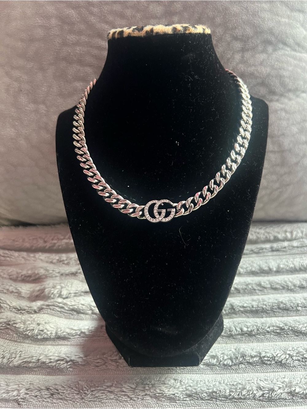 Silver Chain Necklace with Double G Logo